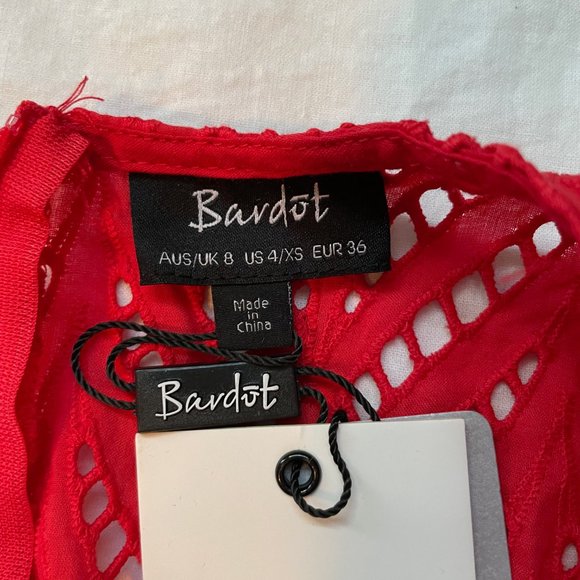 Bardot - Kira Crochet Ruffle Mini Dress | Lipstick Red | Size: US 4 / XS | NWT - Picture 10 of 12